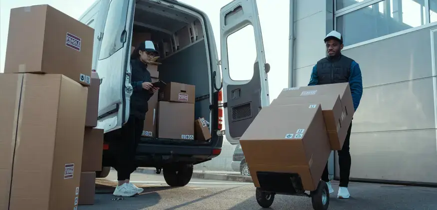 Camion AMC Déménagement opérant à Gray